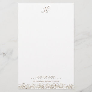 Papelaria Floral Elegante de Monograma Personalizado