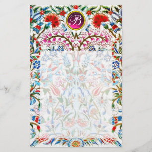 Papelaria FLORAL ORIENTAL DAMASCO MONOGRAMA Rosa Ametista