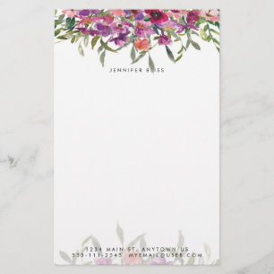 Papelaria Floral personalizada com aquarela rosa