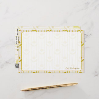 Papelaria Floral Vintage em listras em amarelo mostarda