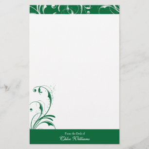 Papelaria Floreio Elegante Verde e Branco