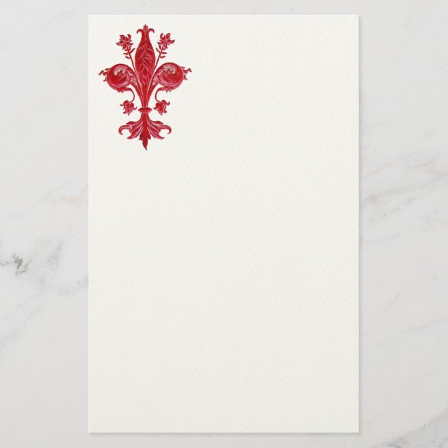 Papelaria FLORENTINE RED LILY / FLEUR DE LISE ,White Felent (Frente)