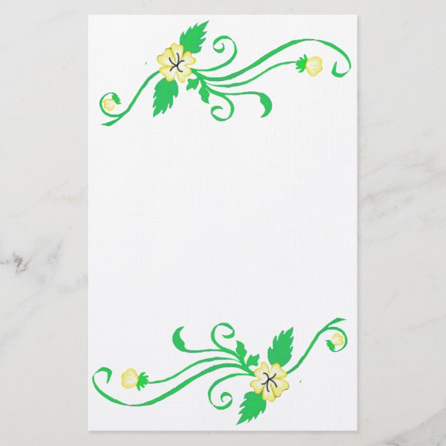 Papelaria Flores Amarelas com Papel de Carta Vinha Verde (Frente)