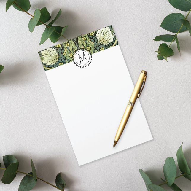 Papelaria Flores Amarelas de Pimpernel William Morris Monogr (Criador carregado)