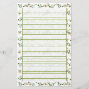 Papelaria Flores azuis da aguarela da corriola alinhadas