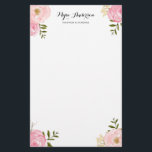 Papelaria Flores cor-de-rosa românticas da aguarela<br><div class="desc">Artigos de papelaria florais elegantes e românticos que caracterizam peônias e rosas cor-de-rosa com respiração do bebê e acento da folha. Personalize adicionando seus próprios detalhes.</div>