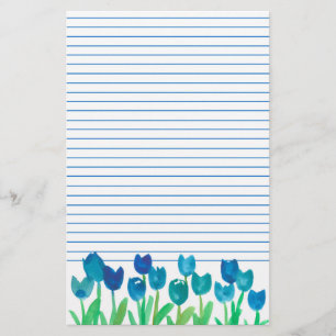Papelaria Flores da aguarela do jardim da tulipa azul
