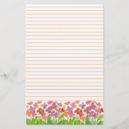 Papelaria Flores De Aquarela Rosa Lindas De Laranja