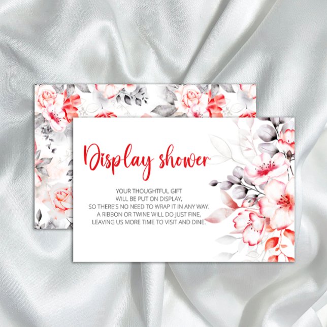 Papelaria Flores de Aquarela Vermelha e Cinza chá de Exibiçã (Criador carregado)