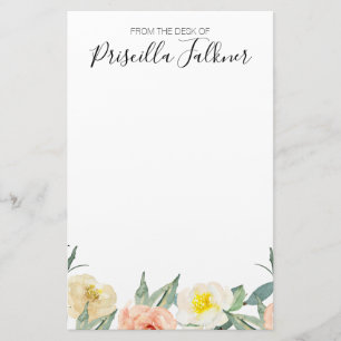 Papelaria Flores De Coral De Aquarela Da Mesa