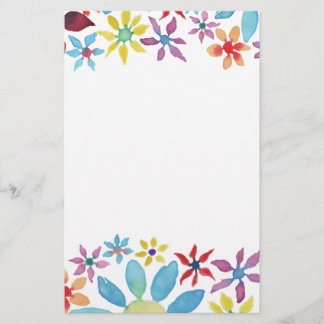 Papelaria Flores de Cores de Água