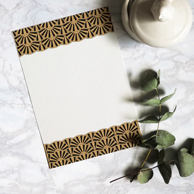 Papelaria Flores de Deco de Arte Dourada e Negra Motif (Criador carregado)