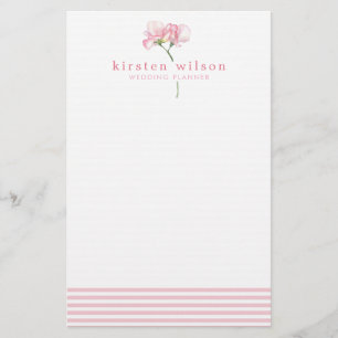 Papelaria Flores de Ervilha Rosa Elegantes - Personalizadas