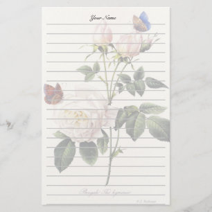 Papelaria flores de rosa branca, Pierre Joseph Redouté