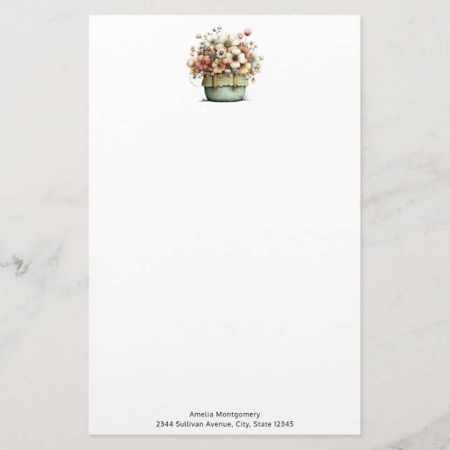Papelaria Flores em um Vaso Aconchegante Shabby Fofo (Frente)