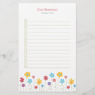 Papelaria Flores Funky do primavera para fazer a lista