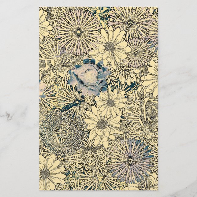 Papelaria Flores Ilustradas Vintage (Frente)