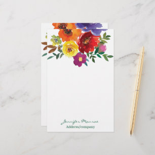 Papelaria Flores personalizadas de aquarela de primavera