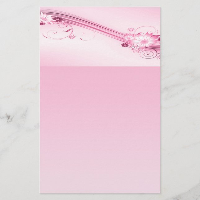 Papelaria Flores rosa e ondas (Frente)