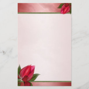 Papelaria Flores rosas vermelha marmoreadas