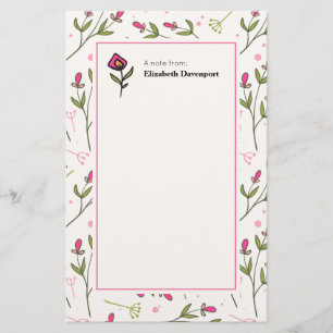 Papelaria Flores-tronco longas, rosa e verde