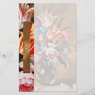 Papelaria Flores Vintage em um Vaso | Papel de carta monogra