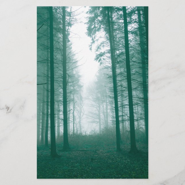 Papelaria Floresta fantasma com neblina em verde (Frente)