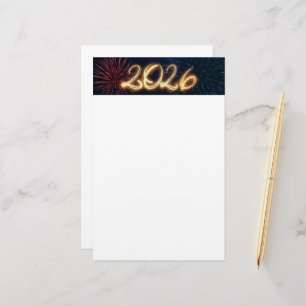 Papelaria Fogos de Artifício Brilhantes Feliz Ano Novo 2026