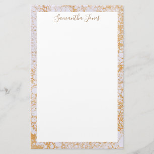 Papelaria Folha Dourado metálico de mármore branco