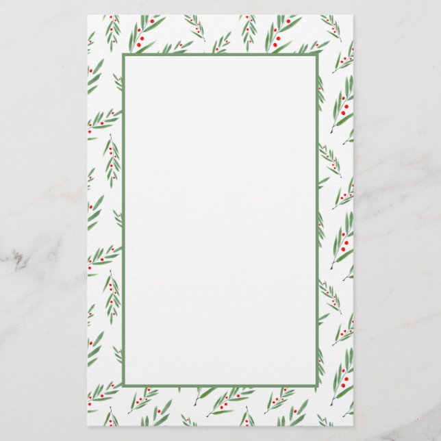 Papelaria Folhas de Aquarela e Berries (Frente)