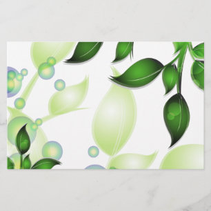Papelaria Folhas de jardim frescas em branco