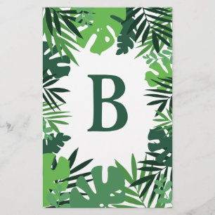 Papelaria Folhas de palma ecológicas, monograma da selva tro