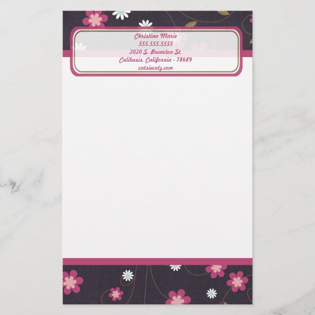 Papelaria Folhas rosa Papel Carta (Frente)