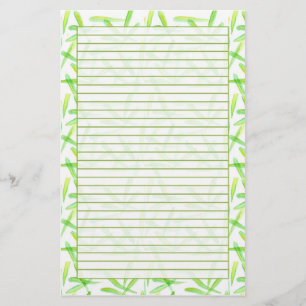 Papelaria Folhas verdes da aguarela alinhadas