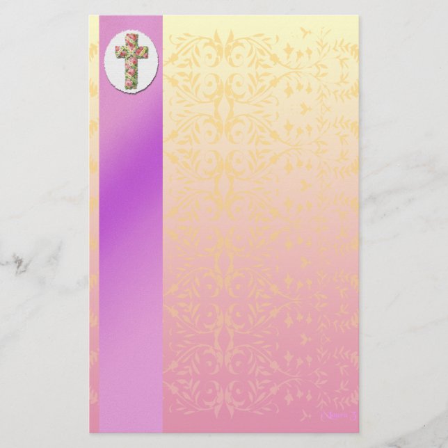 Papelaria Folheto de Pastel Floral Cross Elegante (Frente)