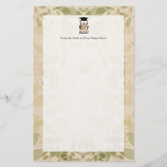 Papelaria Formando sábio bonito da coruja (Frente)