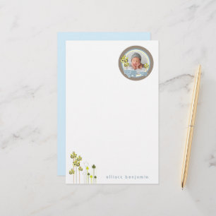 Papelaria Foto De Bebê Da Família Whimsical Blue Elephants