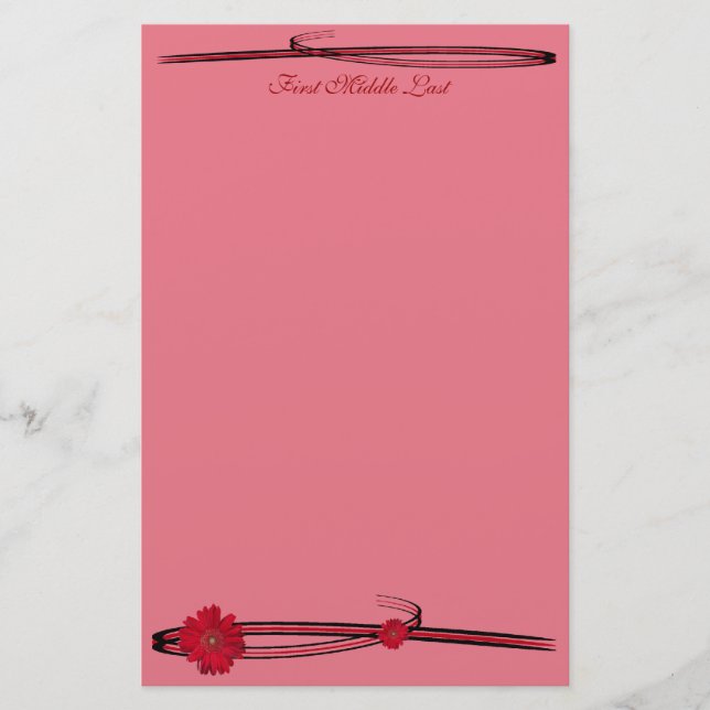 Papelaria Fotografia da Flor Vermelha Gerber Daisy Flourando (Frente)