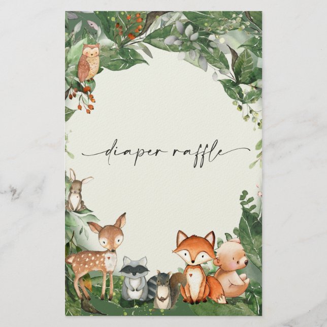 Papelaria Fralda Raffle Ticket Woodland Stationery (Verso)