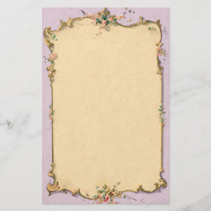 Papelaria Francês-Estilo Scrollwork floral do vintage