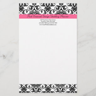 Papelaria Frente-rosa e Damasco Branco vitorioso