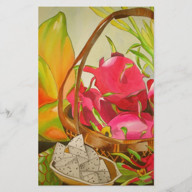 Papelaria Fruta tropical aquarela original arte ainda viva (Frente)