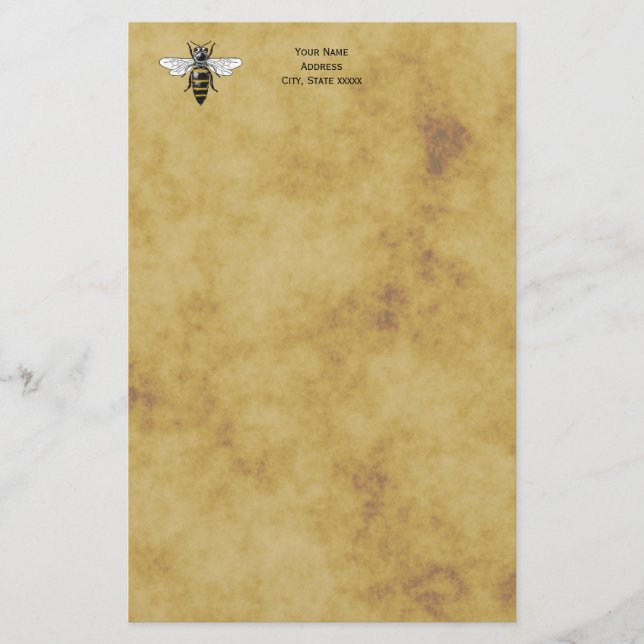 Papelaria Fundo Antigo Envelhecido Vintage Abelha #2 (Frente)