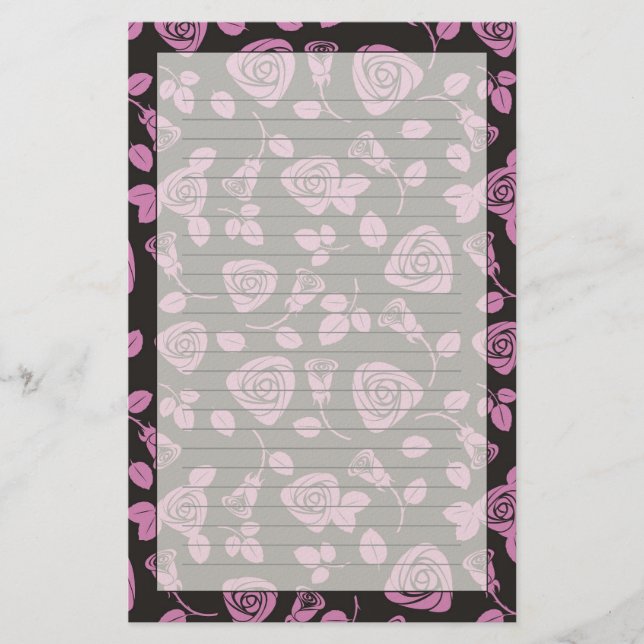 Papelaria Fundo cor-de-rosa floral (Frente)