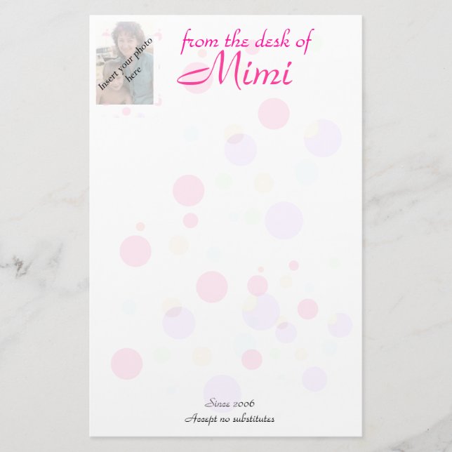 Papelaria Fundo das bolinhas da mesa de Mimi (Frente)