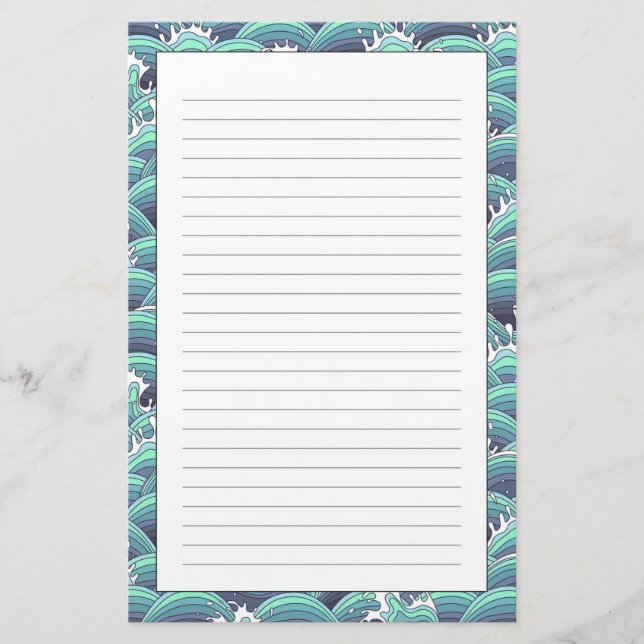 Papelaria Fundo das Ondas do Mar Decorativo (Frente)