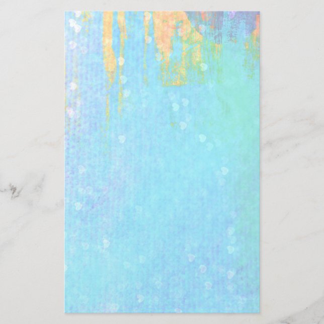 Papelaria Fundo de Textura Azul com Pequenos Corações Branco (Frente)