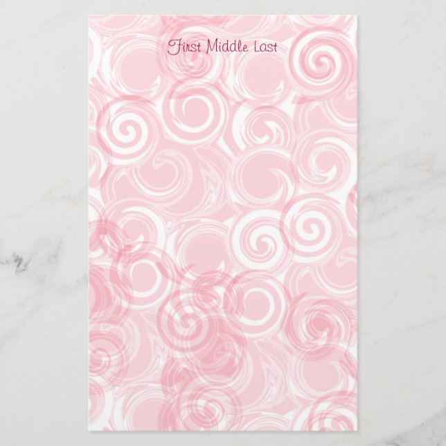 Papelaria Fundo Personalizado de Modelo de Espiral Rosa Past (Frente)