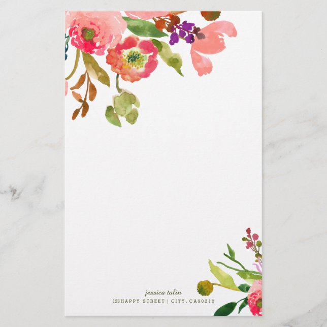 Papelaria Fundo PixDezines Watercolor Floral/DIY (Frente)