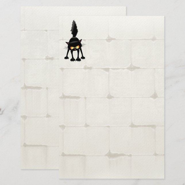 Papelaria Funny Fierce Black Cat Cartoon  (Frente/Verso)